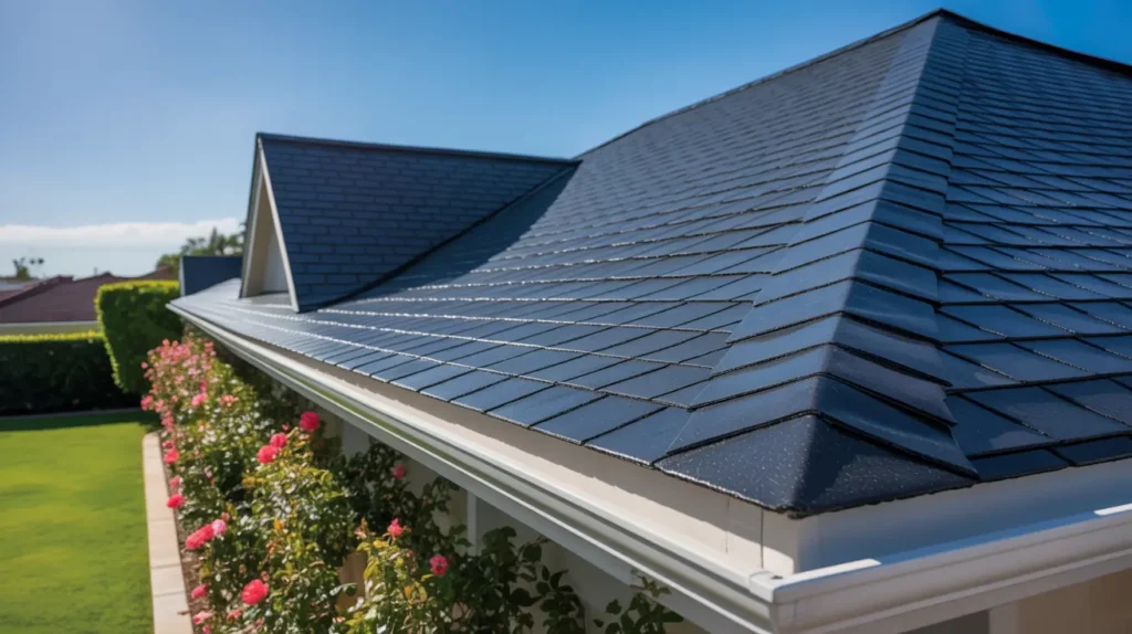 Roof installation in Torrance, CA - Residential roof with gutter.