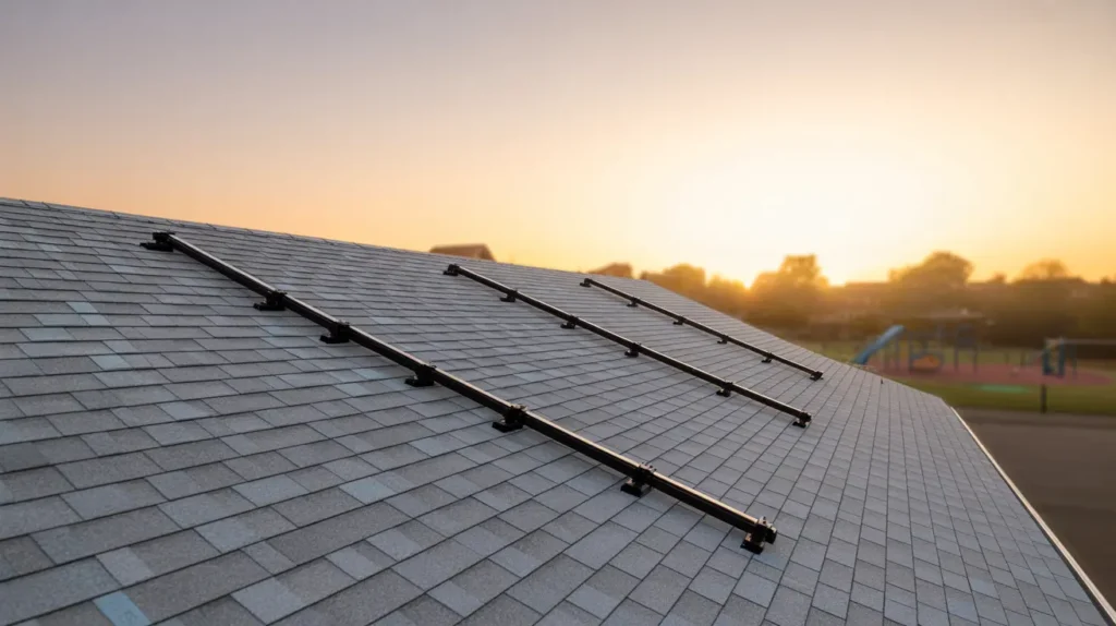Solar roof installation in Torrance, CA - Residential roof at sunset.