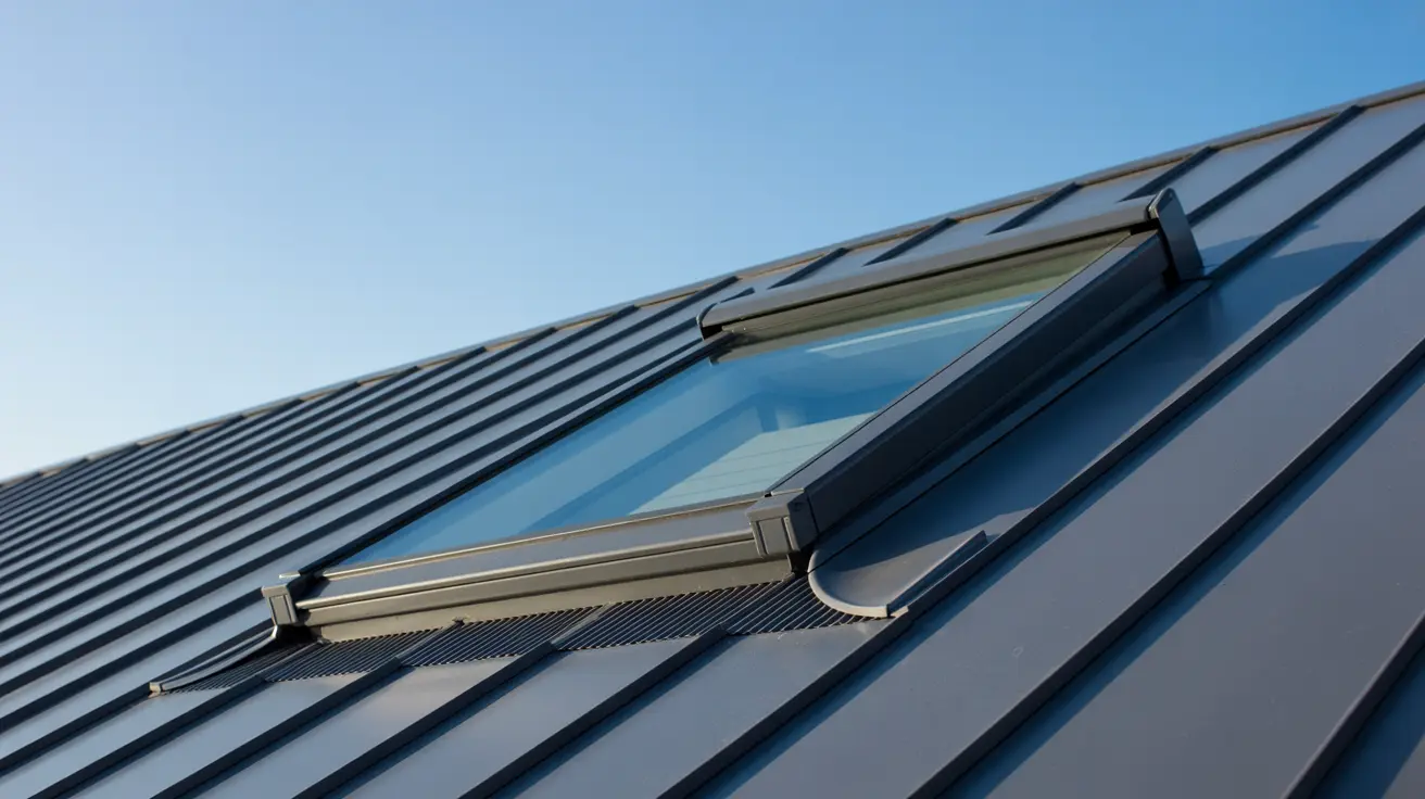 Low-profile skylight flawlessly integrated into a standing-seam metal roof on a Torrance residence to boost natural daylight.
